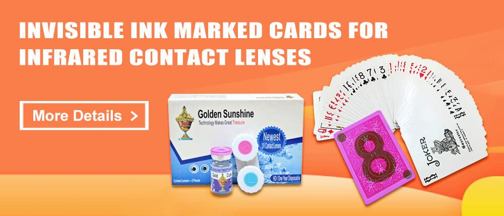 invisible ink marked cards for infrared contact lenses